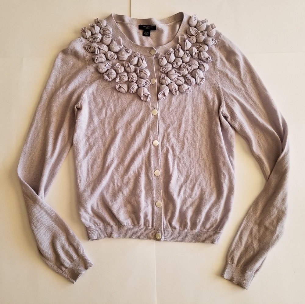 Ann Taylor Purple Floral Top Blouse Petite Sz XSP